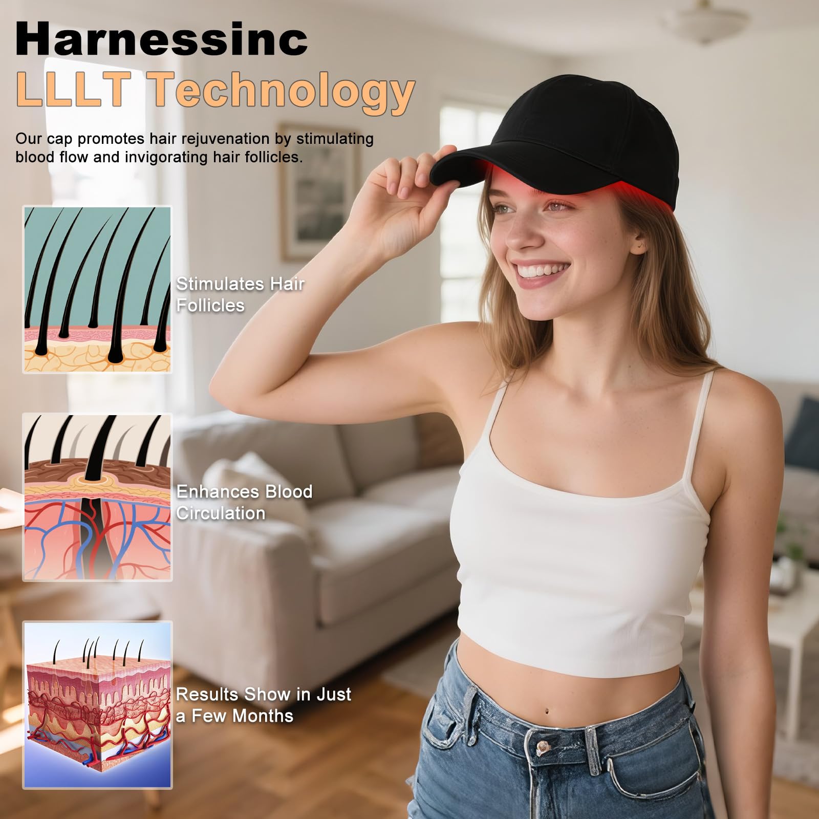 Red Light Therapy Cap for Hair Growth - Hair Regrowth Treatment Device for Men & Women, Red Light Therapy Cap for Hair. - Medaid International
