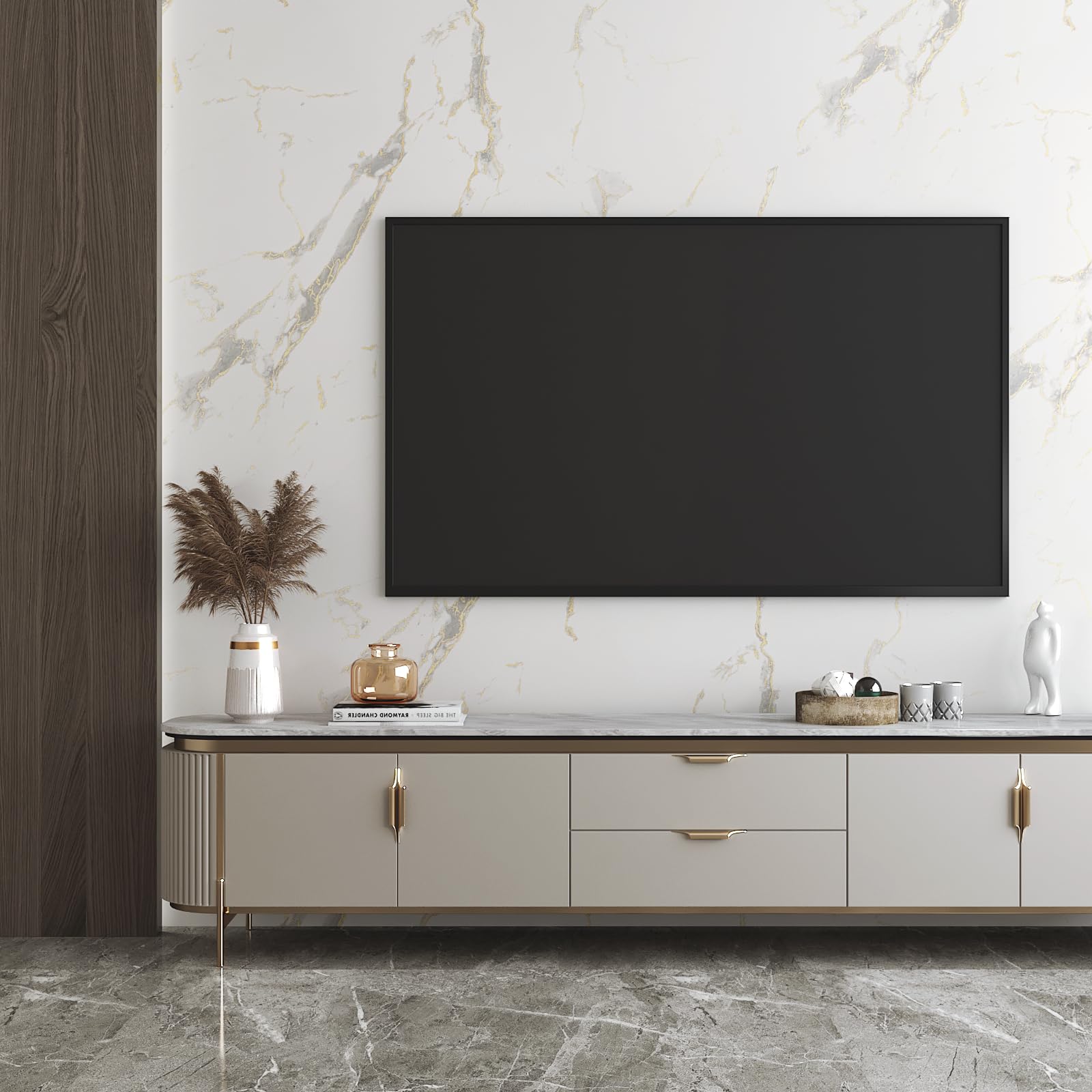 LACHEERY Thick White Marble Peel and Stick Wallpaper White and Gold Wallpaper for Kitchen Accent Wall Paper Counter Cover Peel and Stick Countertop Contact Paper Waterproof Matte Marble Roll 12"x160" - Medaid International