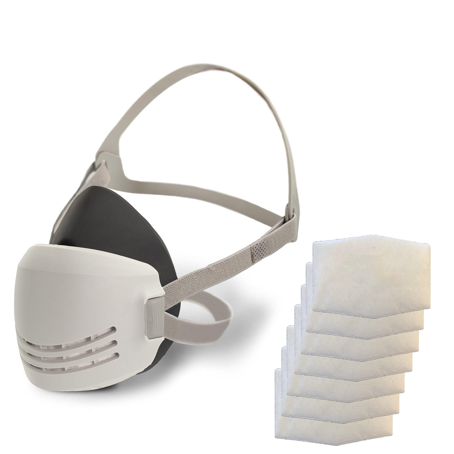 One Piece Reusable Breathing Mask with 7 Filters - Half Face Mask for Breathing Protection in Woodworking, Welding, Polishing, Drawing and Work Protection - Features a convenient quick-removable mask and dual filtration system