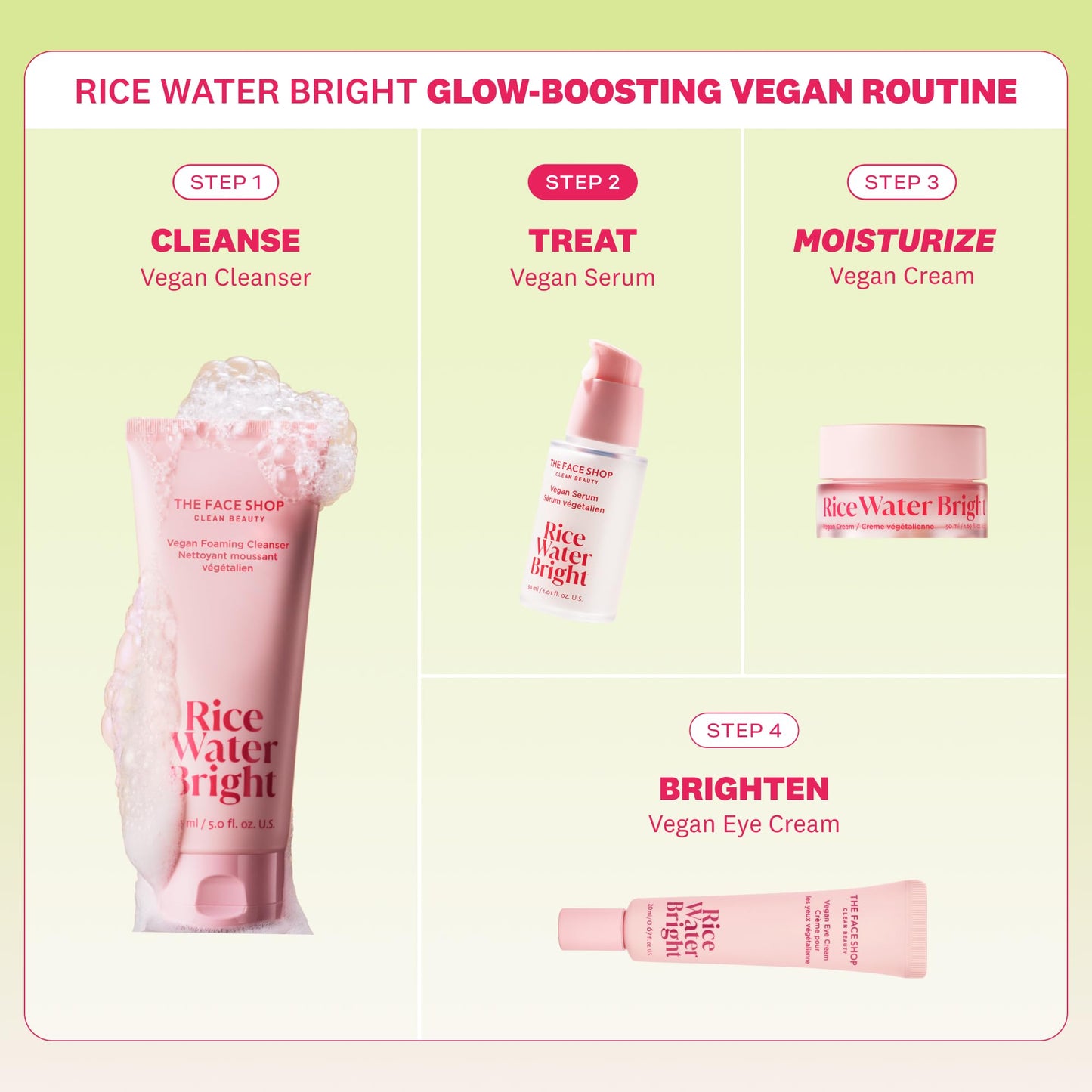 The Face Shop Rice Water Bright Vegan Serum - Targets Uneven Skin Tone & Dryness, Brightening, Nourishing, Hydrating - Rice Water, Hyaluronic Acid, Niacinamide - Korean Skin Care - Medaid International