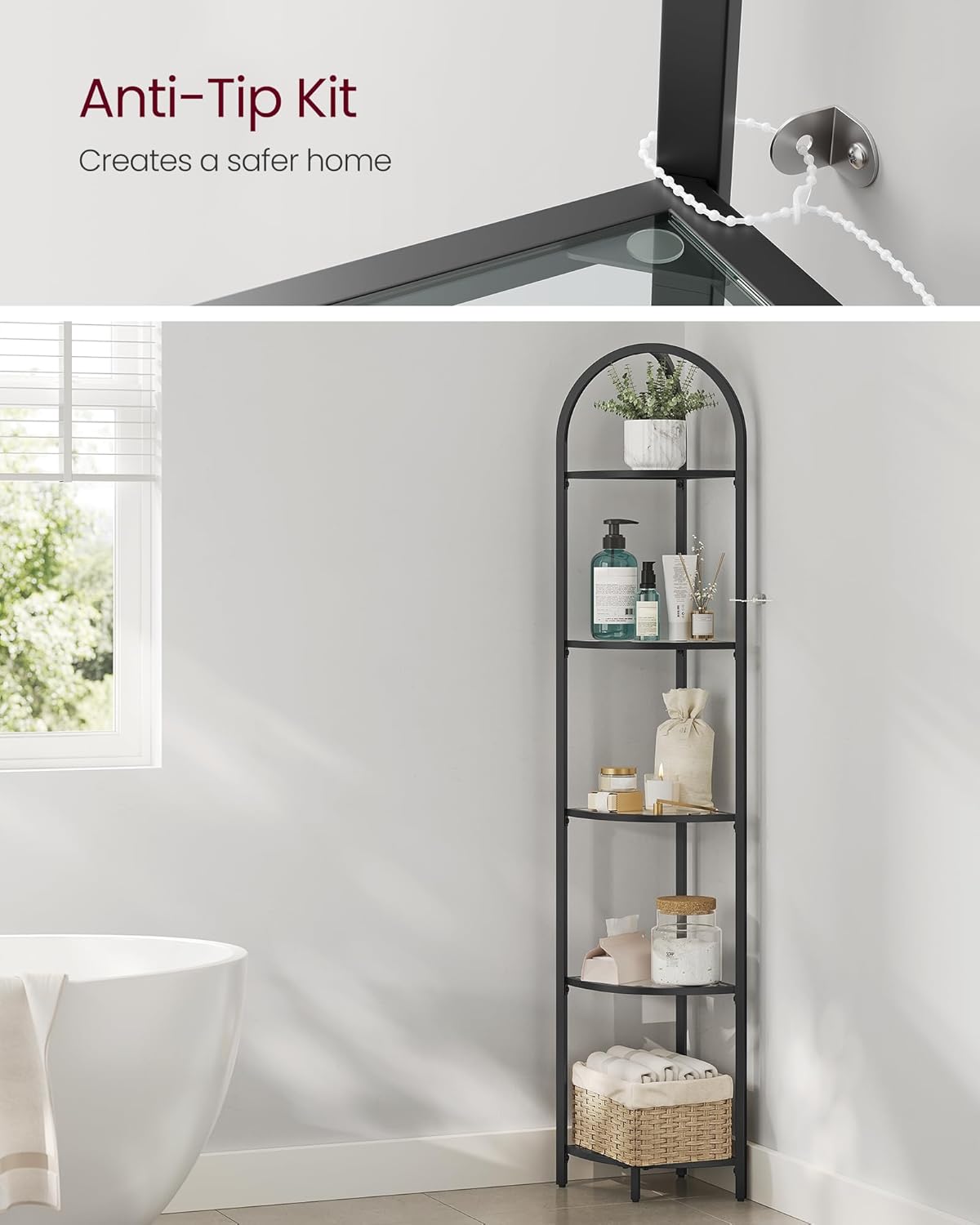 VASAGLE 5-Tier Corner Shelf LGT810B61