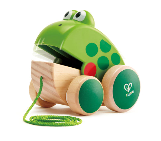 Hape Wooden Pull-Along Toy for Toddlers Montessori Pull Toy, Eco-Friendly Wooden Frog Animal Walking for Babies 12 Months+, Educational Fine Motor Skill Development, Non-Toxic Safe Kids Gift