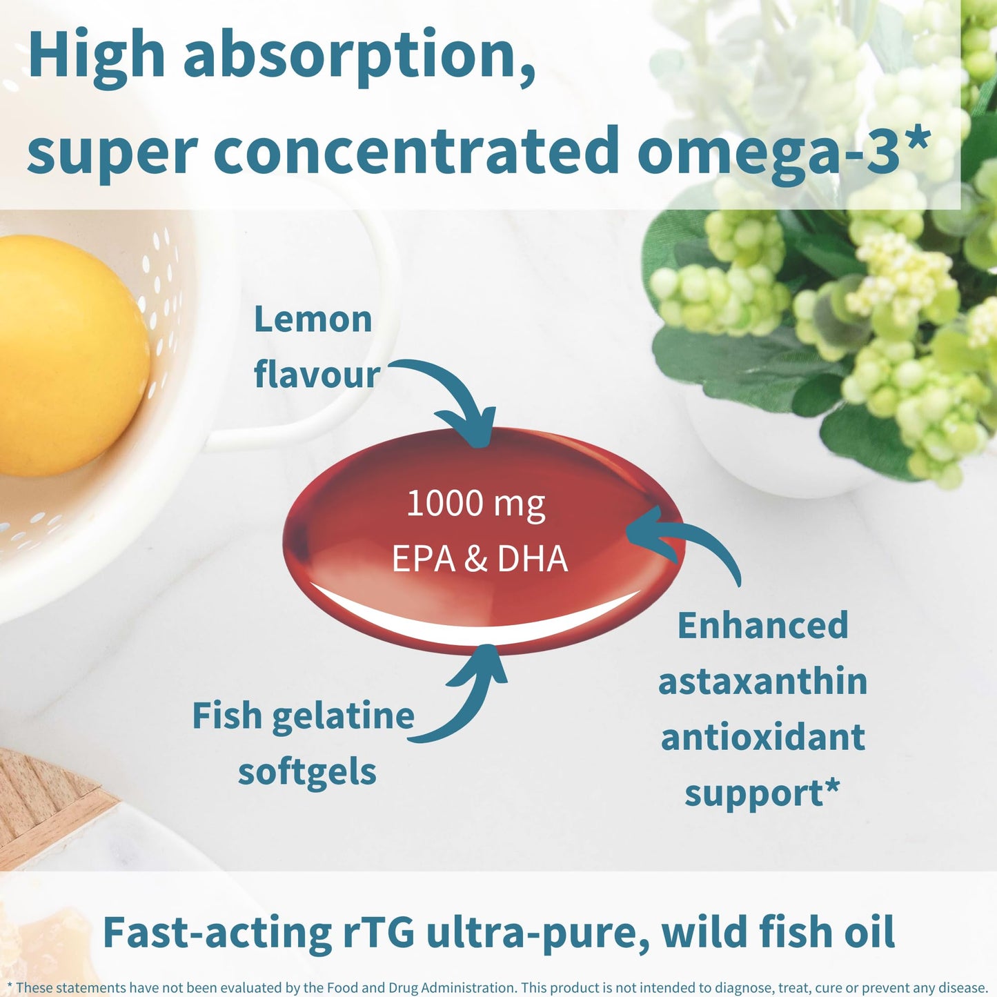 Igennus Ultra Pure Omega 3 Triglyceride rTG Wild Fish Oil 1360mg, IFOS Certified, EPA DHA 1000mg Plus Astaxanthin, Non-GMO, for Men & Women, 180 Softgels - Medaid International
