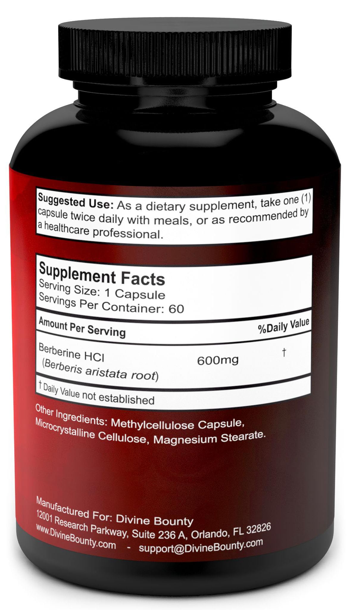 Divine Bounty Pure Berberine Complex - 600mg Per Capsule Berberine HCl Supplement - 60 Vegetarian Capsules - Medaid International