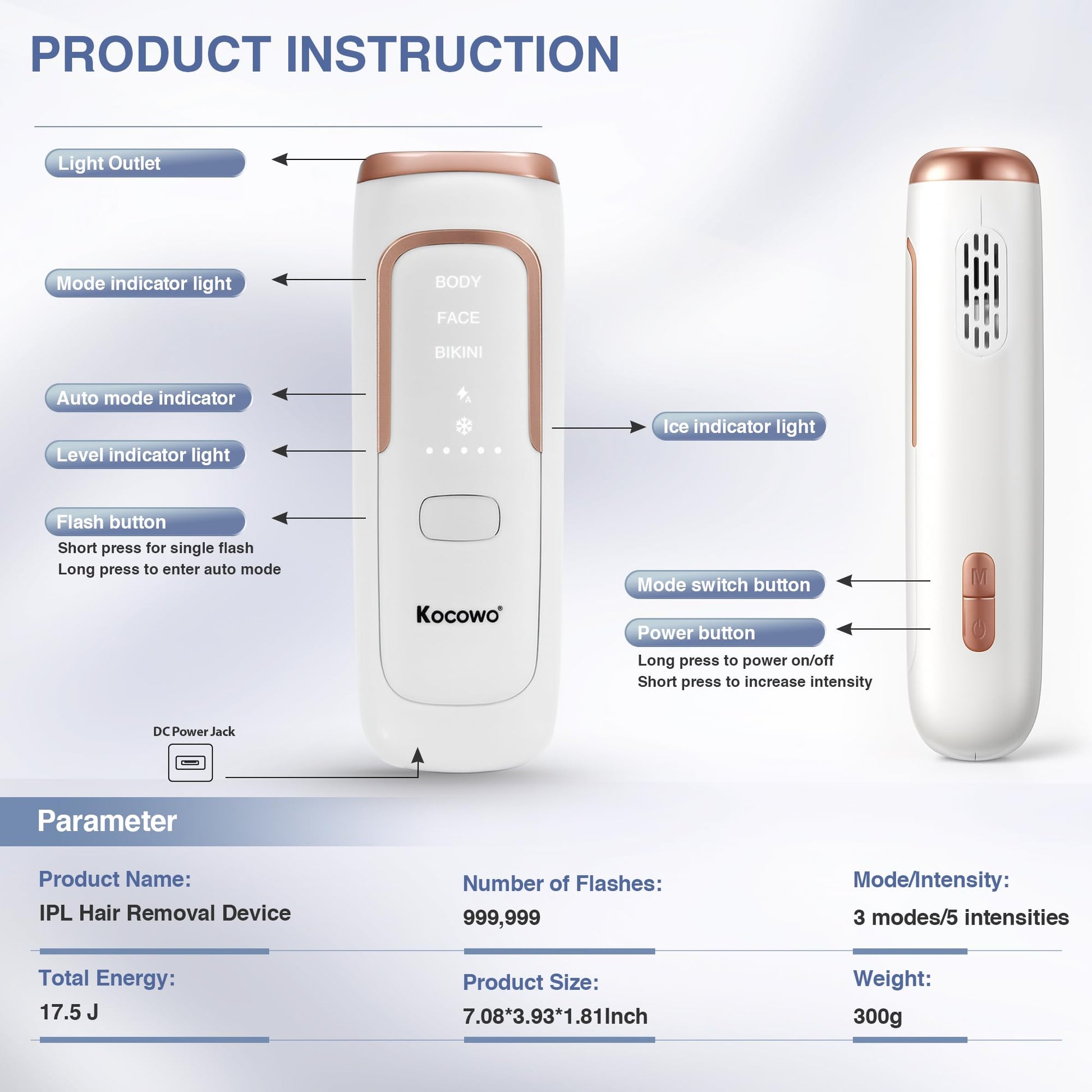 Laser Hair Removal for Women with 5℃ Ice Cooling, Painless IPL Laser Hair Removal Device, 3 Modes & 5 Strengths Tailored for Every Body Part, at Home Laser Hair Removal for Women Men on Face Body - Medaid International