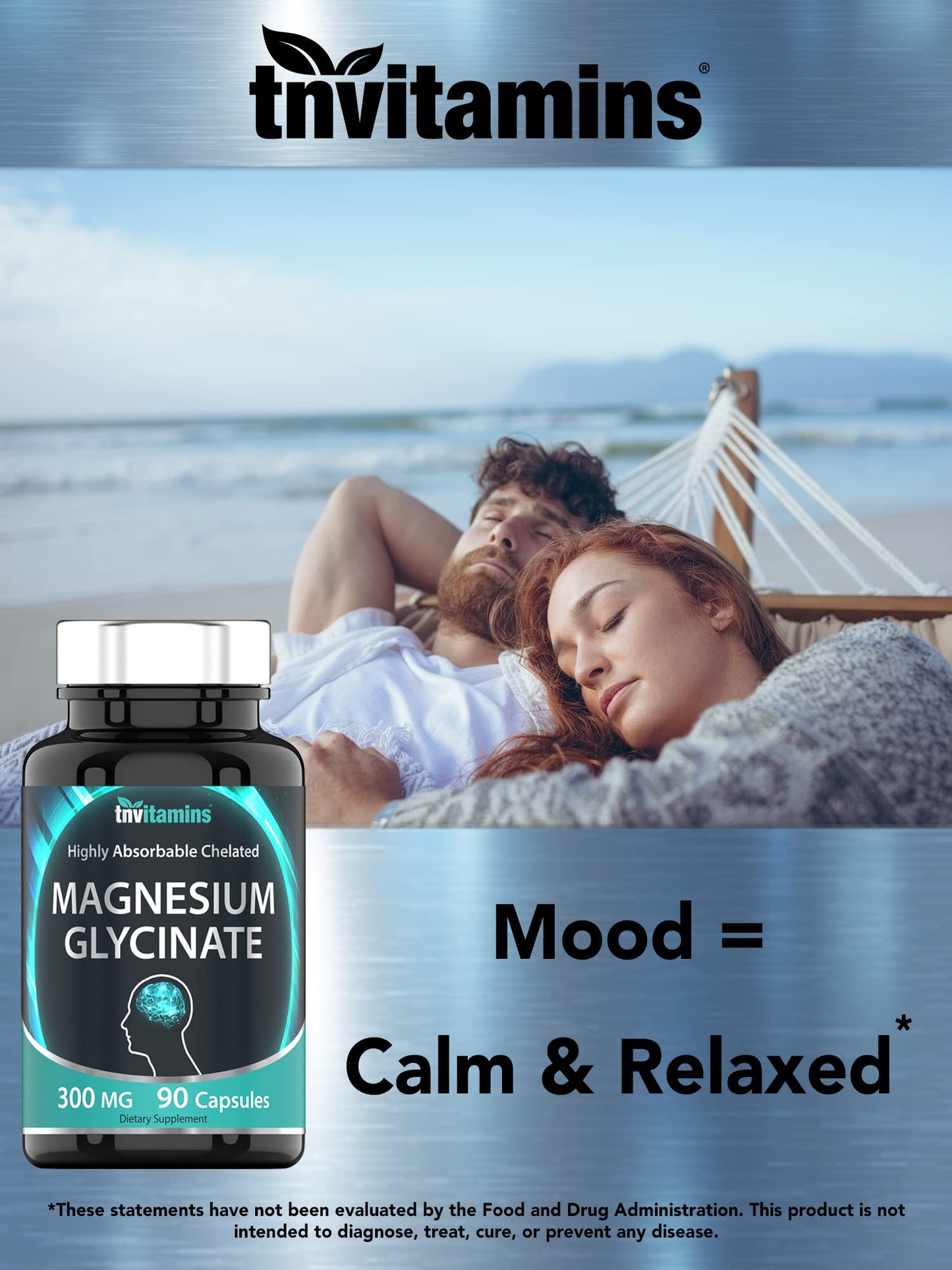 tnvitamins Magnesium Glycinate Capsules (300 MG Per Serving - 90 Count) | Pure Chelated Magnesium Bisglycinate Powder Supplement | Glicinato de Magnesio | for Sleep, Calm, Nerve, & Stress Support* - Medaid International