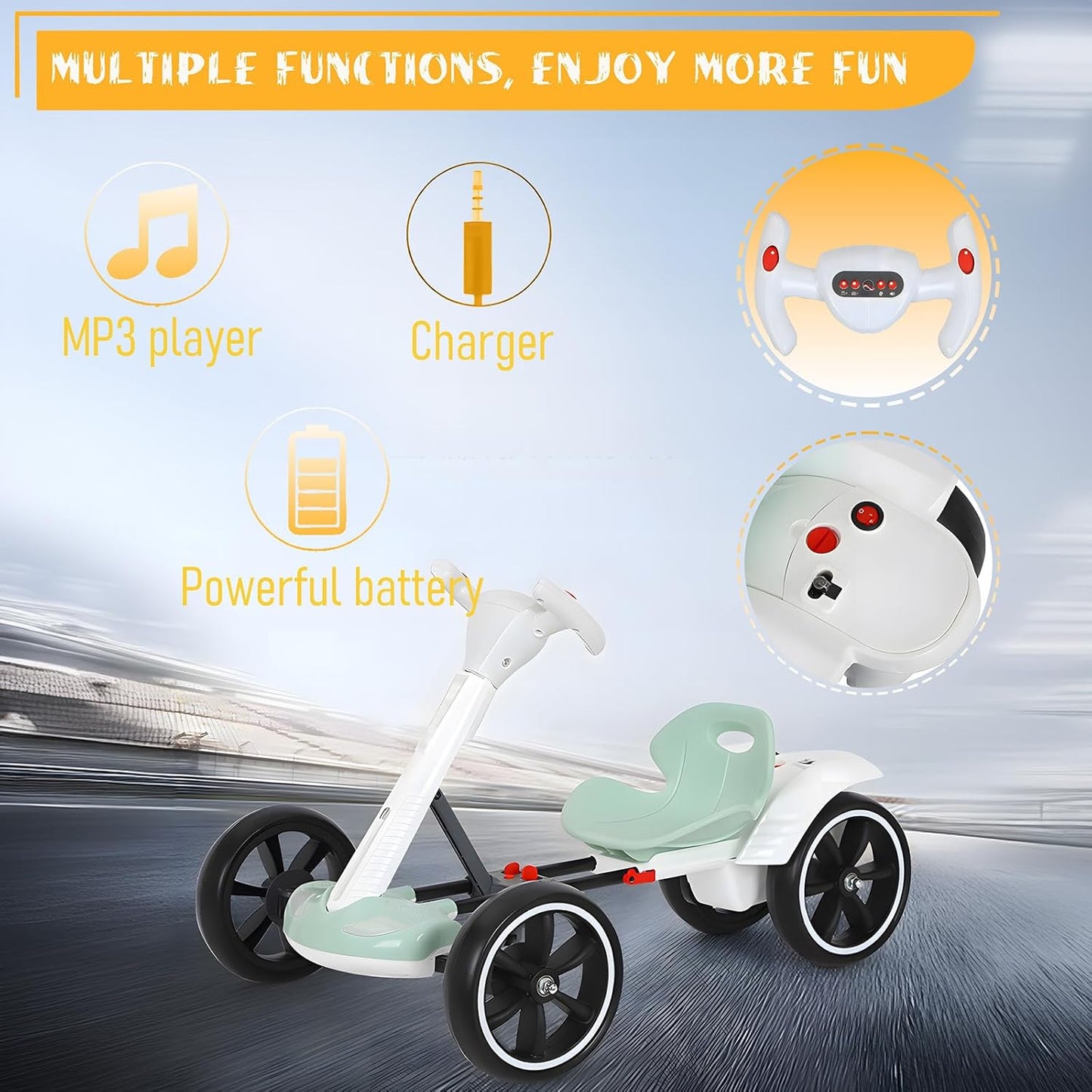 Electric Go-Kart for Kids with Remote