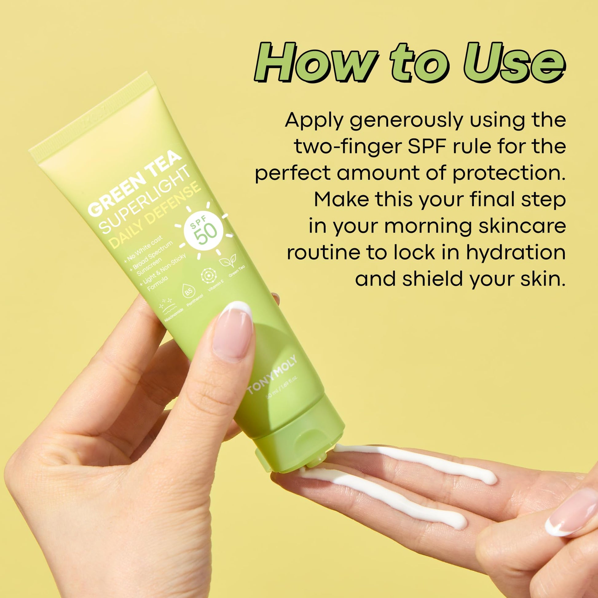 TONYMOLY Green Tea Korean Sunscreen SPF 50 – Non-Greasy Broad Spectrum Face Sunscreen with Niacinamide, Panthenol & Hyaluronic Acid, Travel Size 50ml - Medaid International