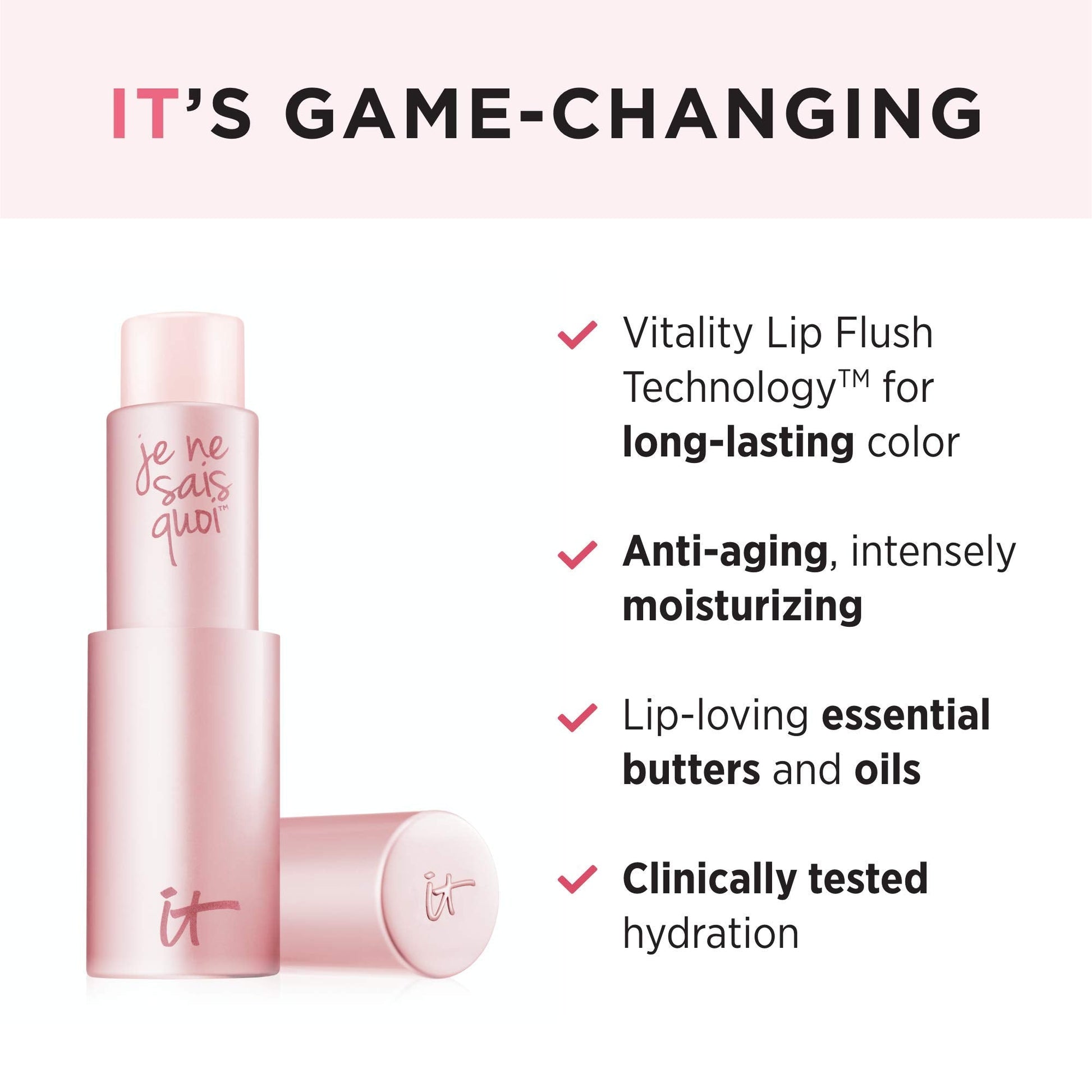 IT Cosmetics Je Ne Sais Quoi Lip Treatment - Anti-Aging Lip Balm - Reacts with Your Lips to Create a Customized Color - With Essential Oils & Antioxidants - 0.11 oz (Perfect Pink) - Medaid International