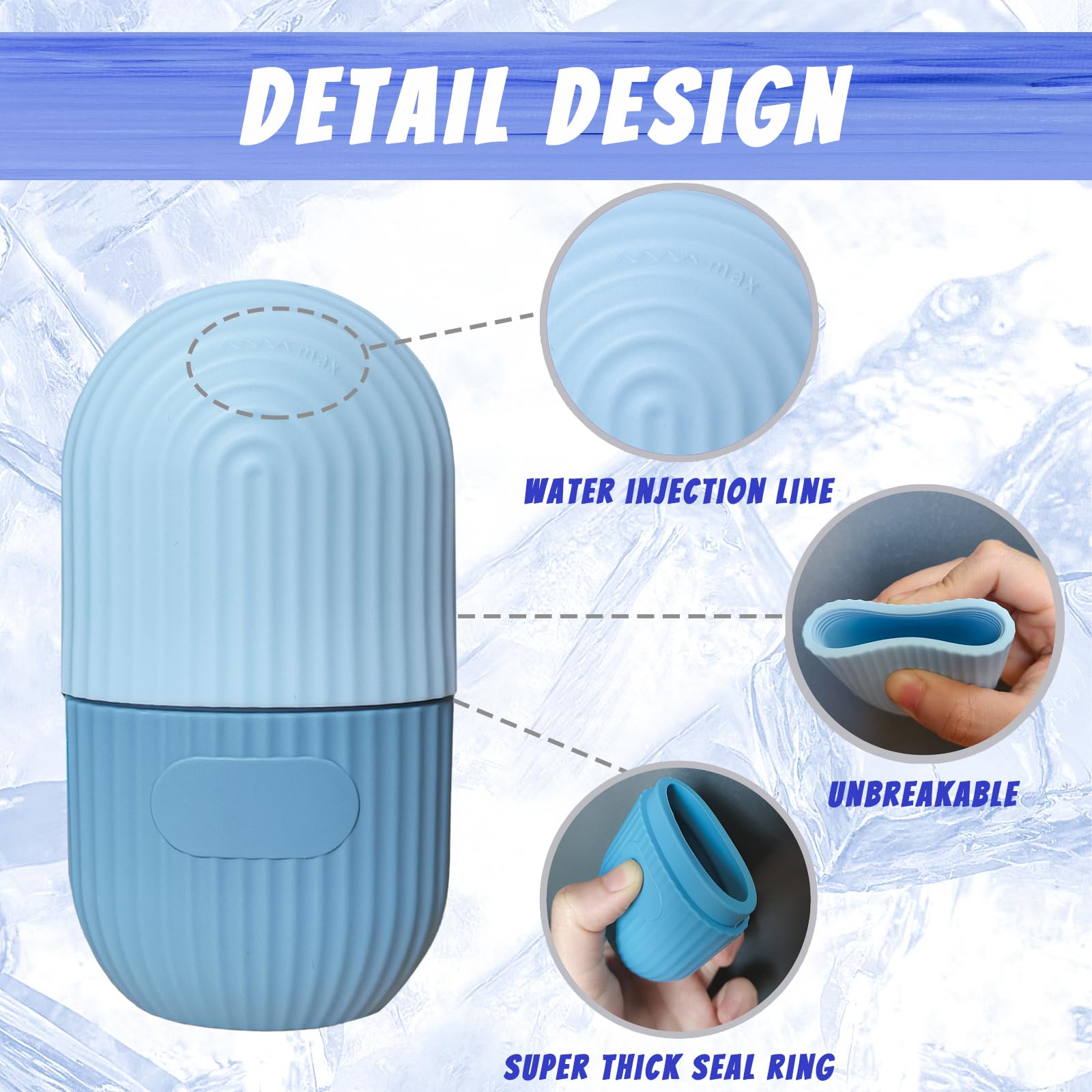 Joyeee Ice Face Roller, Reusable Silicone Mold Face Massage Eye Facial Beauty Skin Care Tools Apply Ice for Shrink Pores Anti Wrinkle Reduce Puffiness Improve Skin Elasticity, Striped - Medaid International