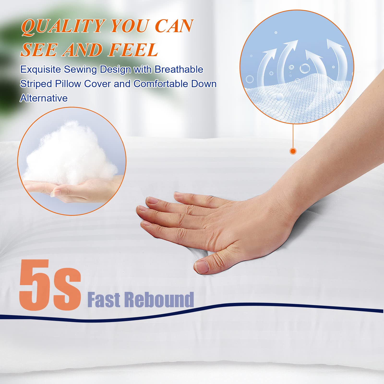 SEMZSOM Bed Pillows for Sleeping, King Size Pillows Set of 2 Cooling Luxury Hotel Quality Pillow with Premium Soft Down Alternative Filling for Back, Stomach or Side Sleepers - Medaid International