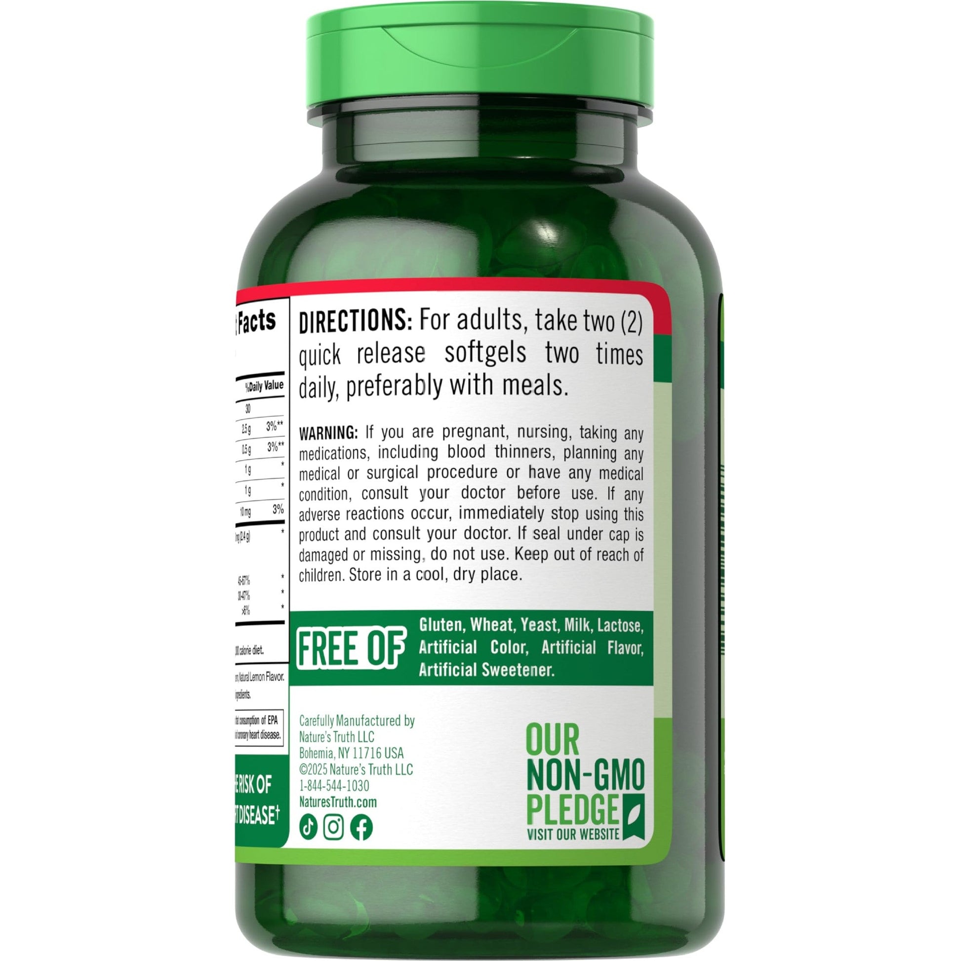 Nature's Truth Burpless Fish Oil 2400mg | 250 Softgels | 720 mg Omega 3 | Natural Lemon Flavor Pills | Non-GMO & Gluten Free Supplement - Medaid International