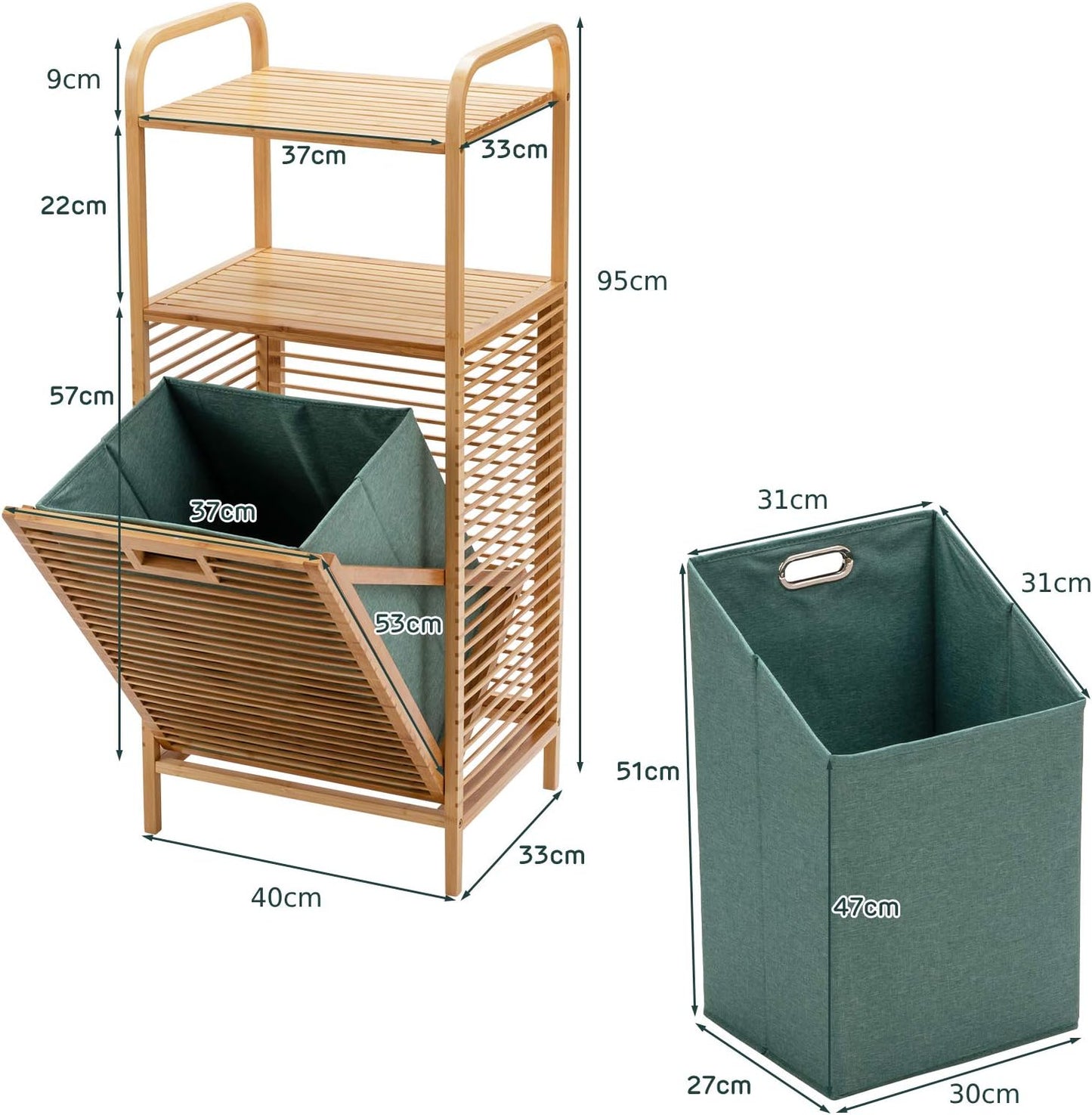 Costway Tilt Out Bamboo Shelf