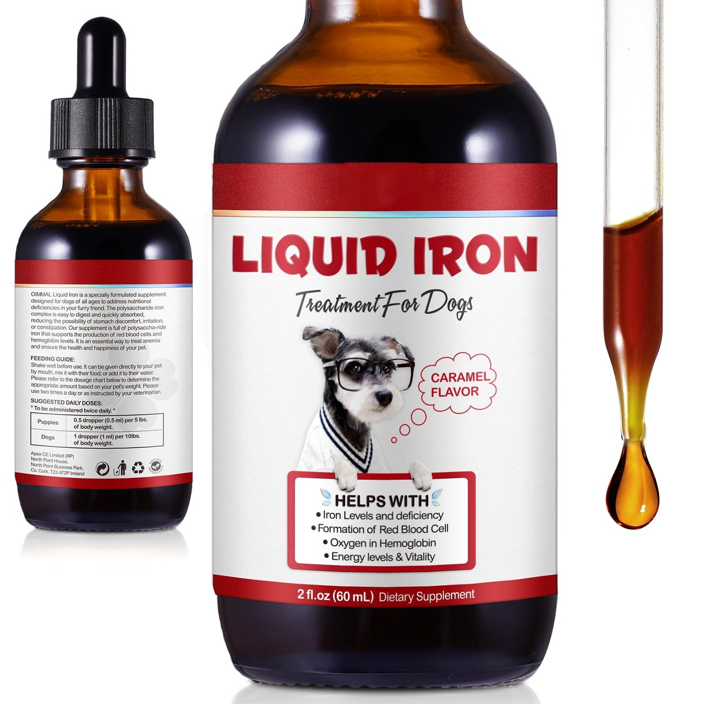 Iron Supplements for Dogs, Liquid Iron for Dogs with Folate and B12 Supports Anemia, Supplement for Anemia, Promotes Blood Health 2 oz - Medaid International