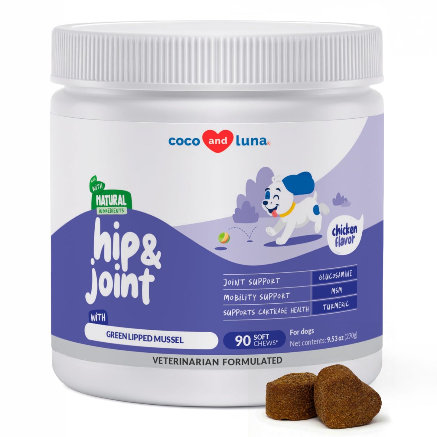 Hip and Joint Supplement for Dogs - with Collagen, Glucosamine for Dogs - Fish Oil - Green Lipped Mussel - Hip & Joint Support, Ease Inflammation, Antioxidant.