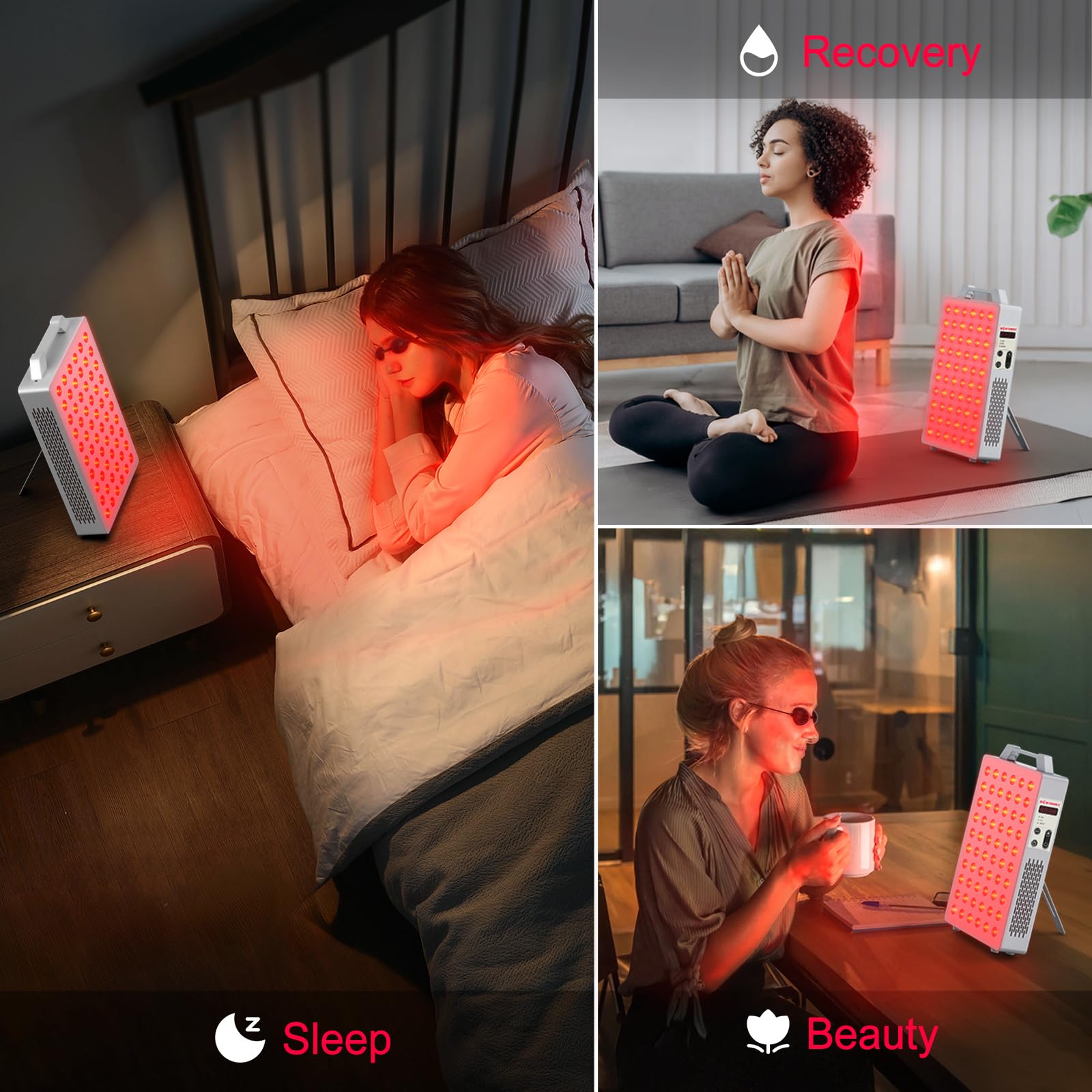 BONTANNY Red Light Therapy, 630/660/810/830/850nm 5 Wavelengths Red Near Infrared Light Device with 60 Dual Chip Clinical Grade LEDs, Remote Control, Timer for Face, Body, Pain Relief, BO-300 (White) - Medaid International