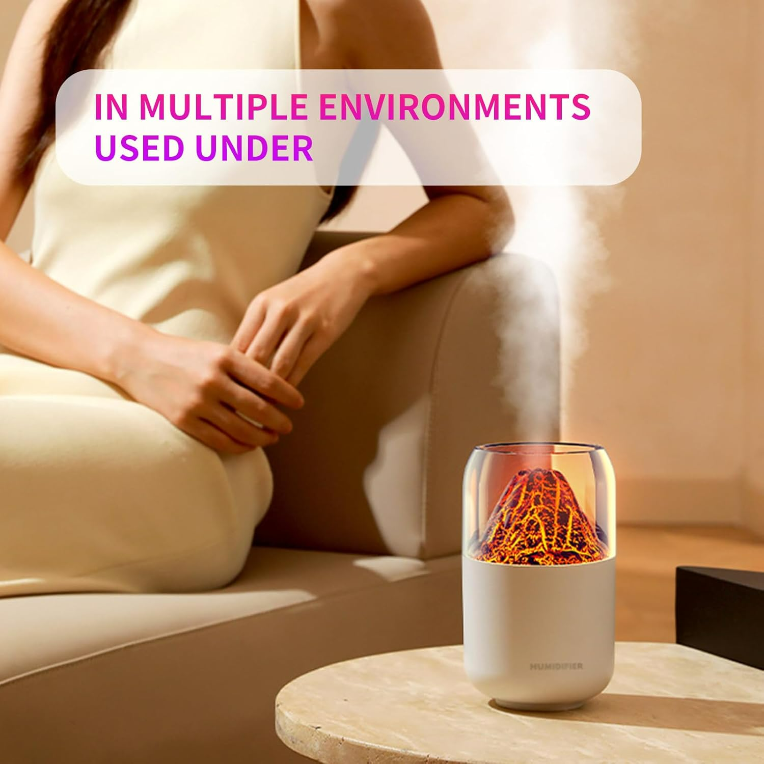 Mini Volcano Cool Mist Humidifier – 300ml Air Moisturizer with LED - Medaid International