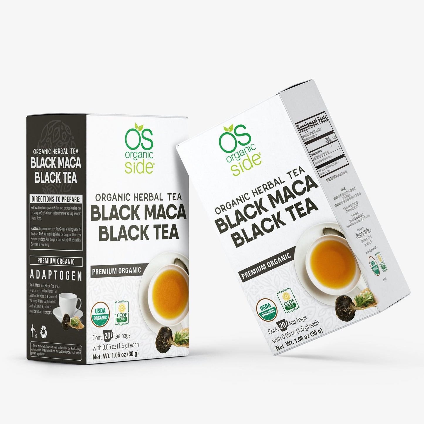 OS ORGANIC SIDE | 2-pack Organic Black Maca Tea 40 Bags | Energizing Herbal Formula Featuring Premium Black Leaves And Maca Root | Natural Source Of Antioxidants | Adaptogens - Medaid International