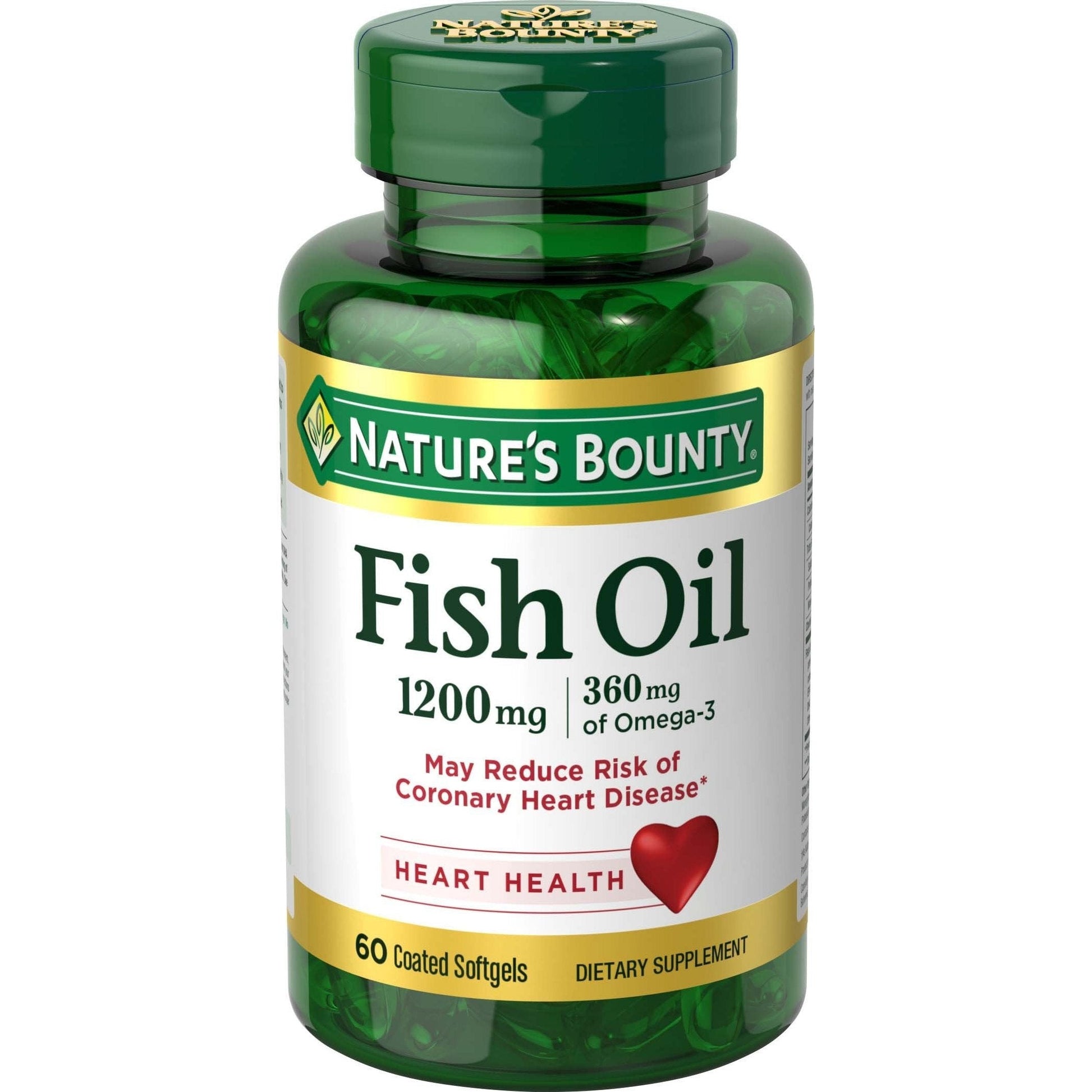 Nature's Bounty Fish Oil Omega 3 Supplements - Supports Heart Health, 1200 Mg Fish Oil, Omega-3, 60 Coated Softgels - Medaid International