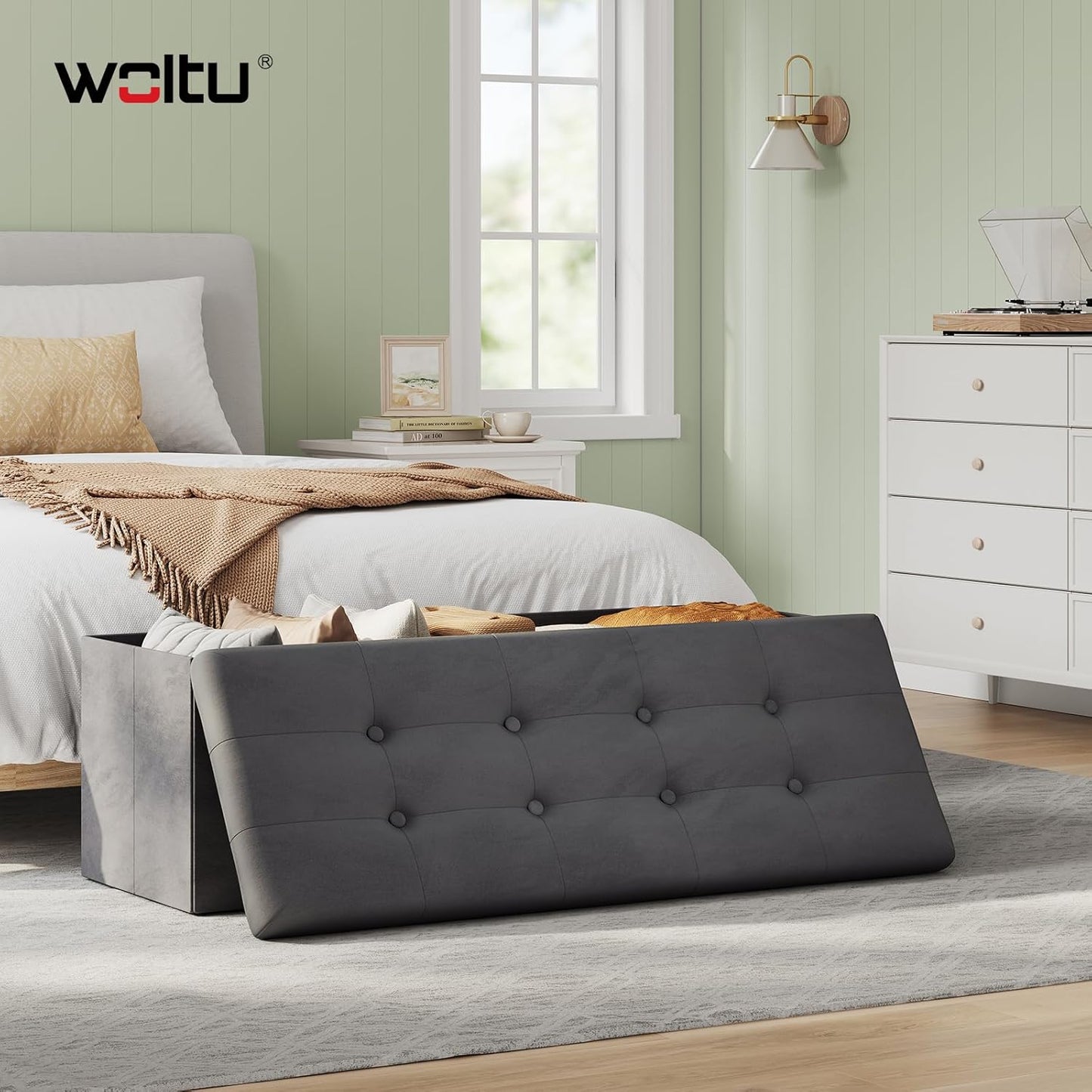 WOLTU Footstool Storage bench (SH73GR)