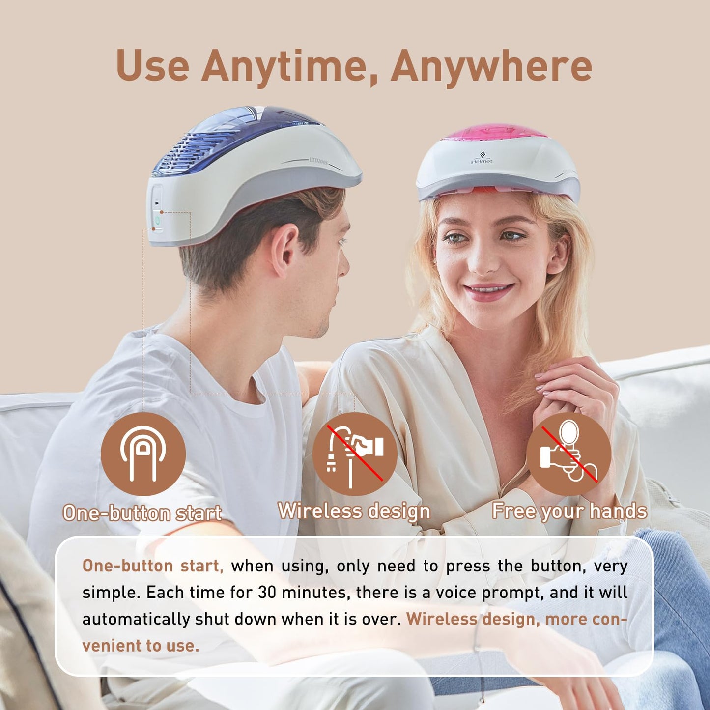 iHelmet Laser Hair Growth System (FDA Cleared), Hair Regrowth Helmet & Laser Cap, Hair Loss Treatment for Men and Women, Low Level Laser Therapy for Hair Growth, Anti-Thining Treatment，36 Pink - Medaid International