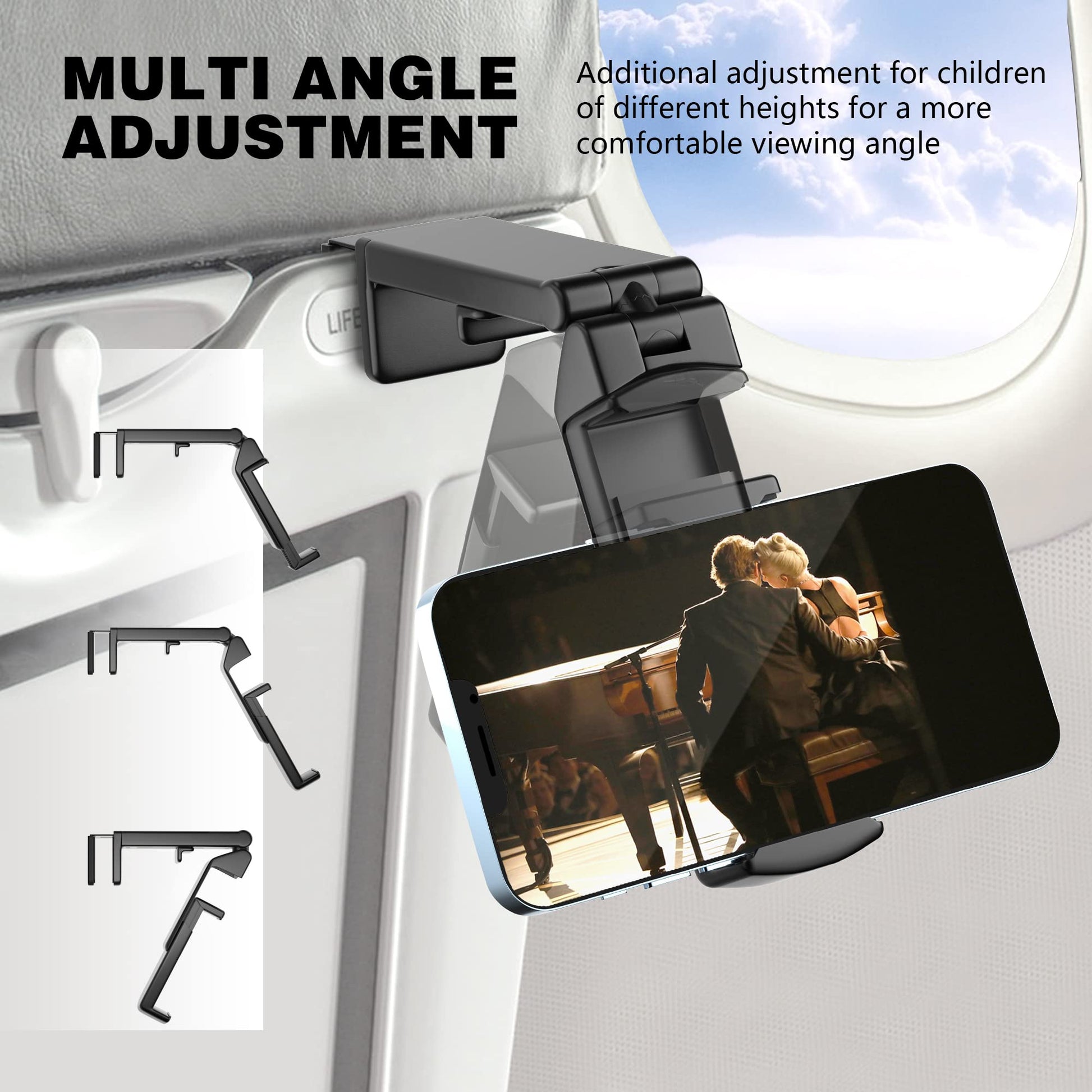 Perilogics Universal in Flight Airplane Phone Holder Mount. Hands Free Viewing with Multi-Directional Dual 360 Degree Rotation. Pocket Size Must Have Airplane Travel Essential Accessory for Flying - Medaid International