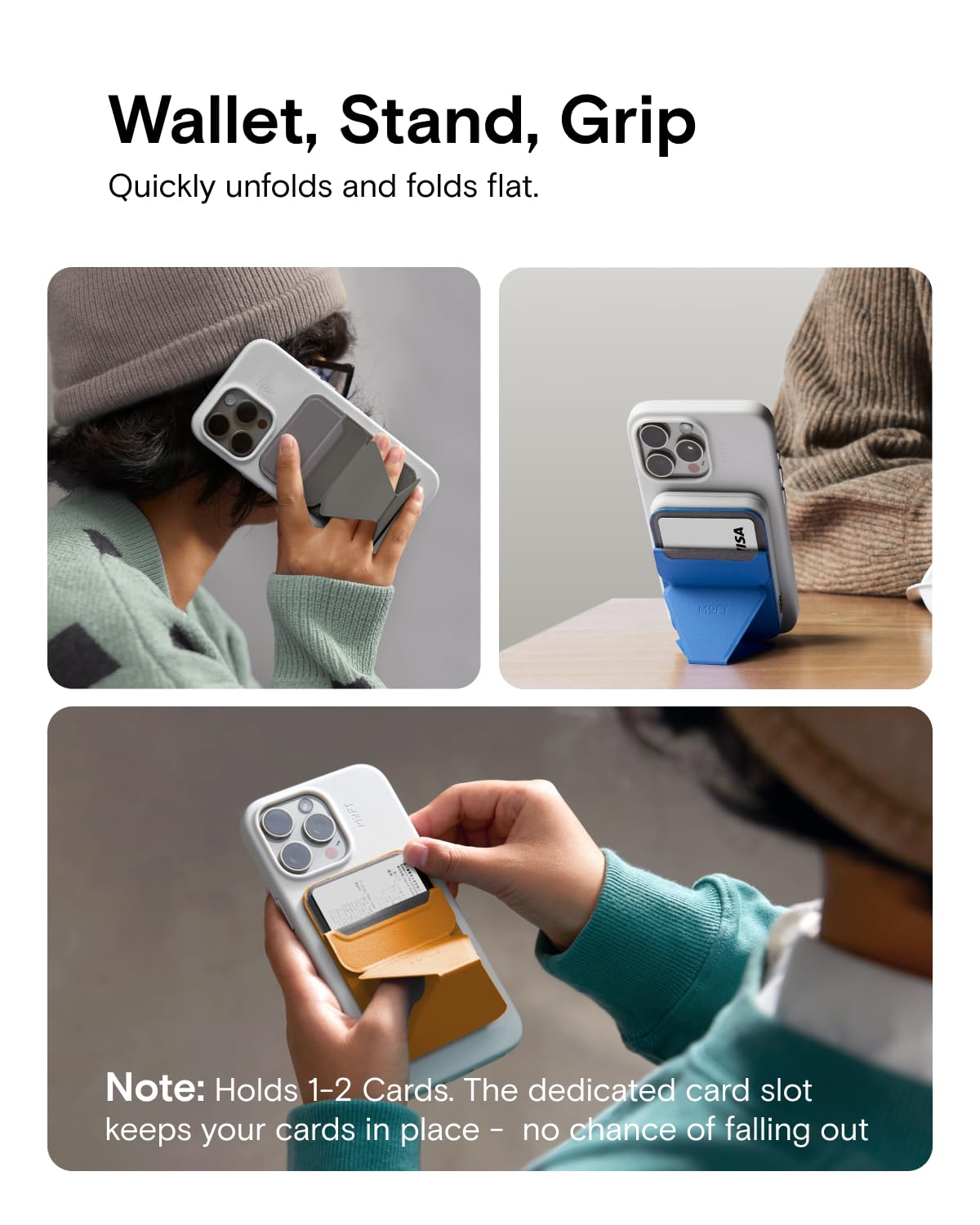MOFT Magnetic Wallet Stand Compatible with iPhone 17/16/15/14/13/12 Series, Angle Adjustment & Magsafe Compatible MOVAS Phone Stand,Orange - Medaid International