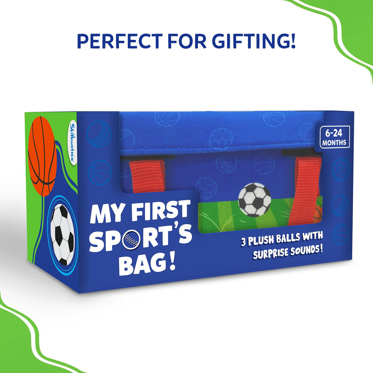 Skillmatics Plush Sports Bag Playset (3 Pc) – Soft Sensory Balls