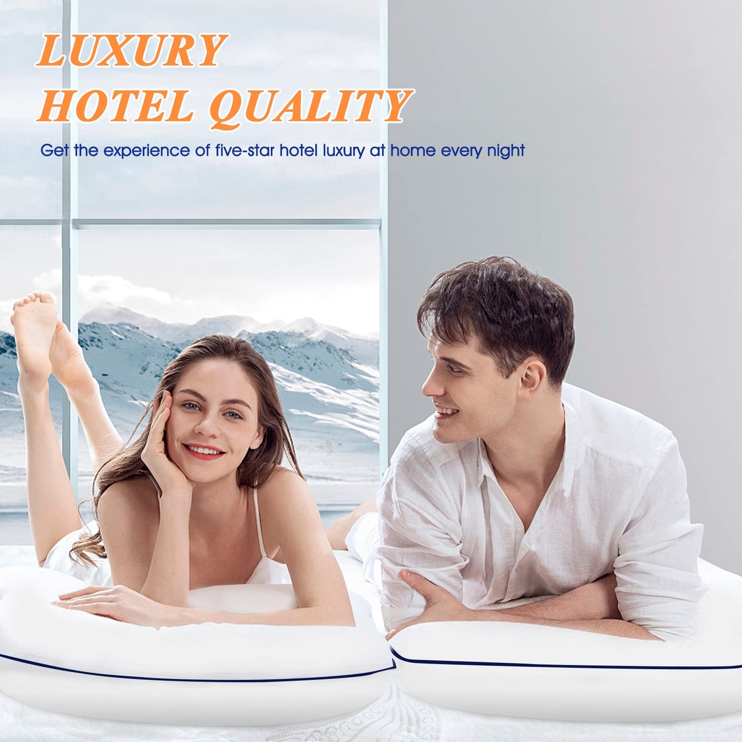 MZOIMZO Bed Pillows for Sleeping- Medium Soft, Queen Size Set of 2, Cooling Hotel Quality for Back, Stomach or Side Sleepers - Medaid International