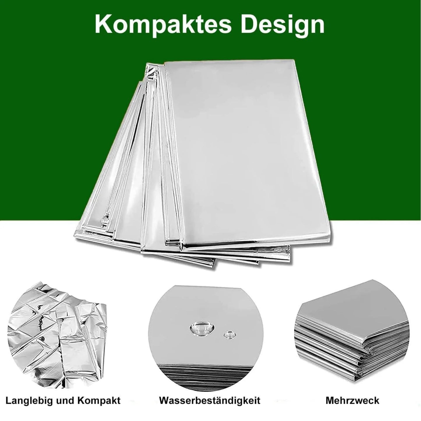 MEETSWEET Emergency Rescue Blanket Outdoor Survival Blanket Waterproof, Windproof, Warm, Sunscreen Lightweight and Portable Suitable for First Aid Bags and Outdoor Camping, Silver, 12pcs