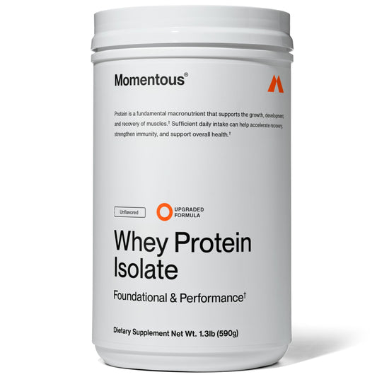 Momentous Essential Grass-Fed Whey Protein Powder - 20 g Whey Isolate Protein - NSF Certified for Sport - Gluten-Free - 25 Servings for Essential Everyday Use - Unflavored - Package May Vary - Medaid International
