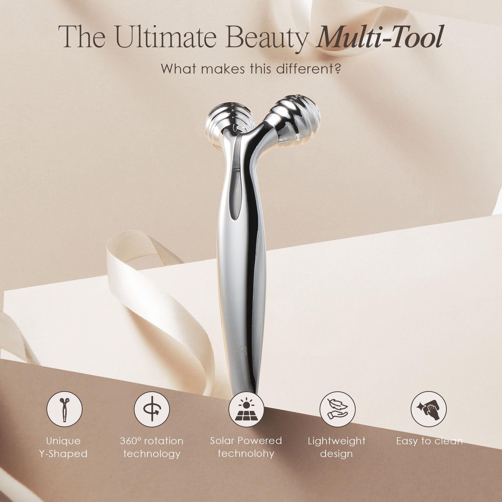 VORA Microcurrent Facial Roller by Project E Beauty | 3D Face & Body Massager | Instant Face Lift & V-Shape | Collagen Boost | Tightens Skin | Anti-Aging | Roller Tightens Skin | Solar Powered - Medaid International