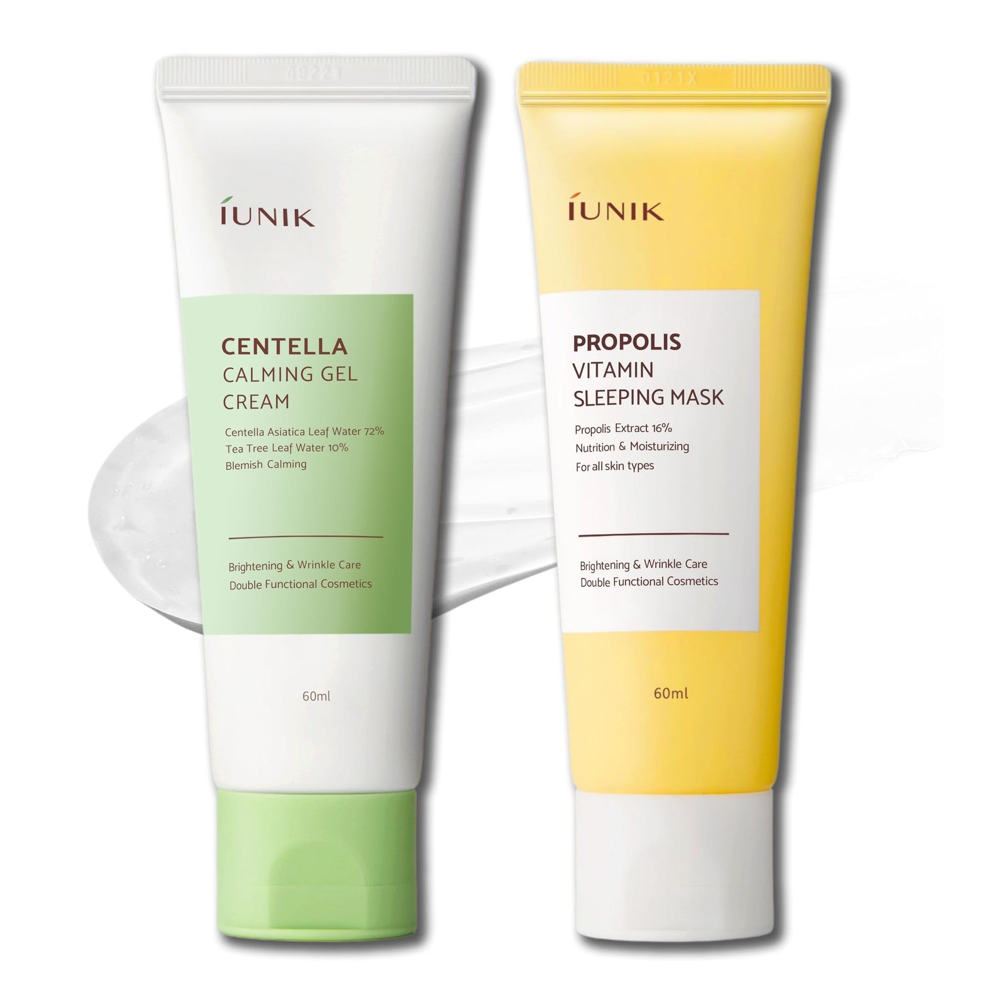 IUNIK Centella Calming Gel Cream & Propolis Vitamin Glow Sleeping Mask Overnight Moisturizer Hydrating Cream Centella Asiatica Anti-sagging Firming Lifting Blemish Care Toning Korean Skincare - Medaid International
