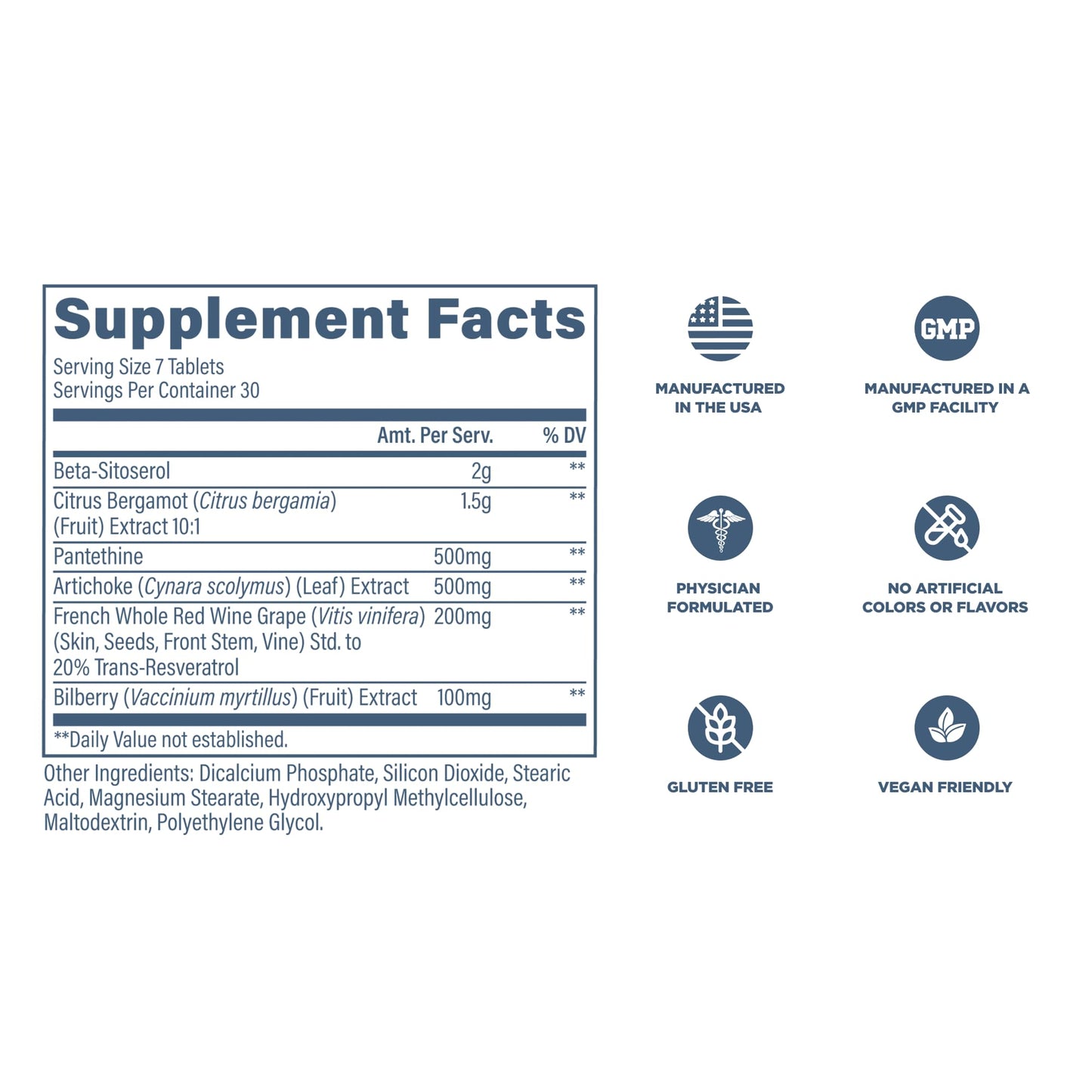Revive MD Lipid Support Formula - Supplement Helps Maintain Healthy Cholesterol Levels, Endothelial Health & Triglyceride Levels - Beta Sitosterol, Citrus Bergamot & Pantethine (30 Servings) - Medaid International