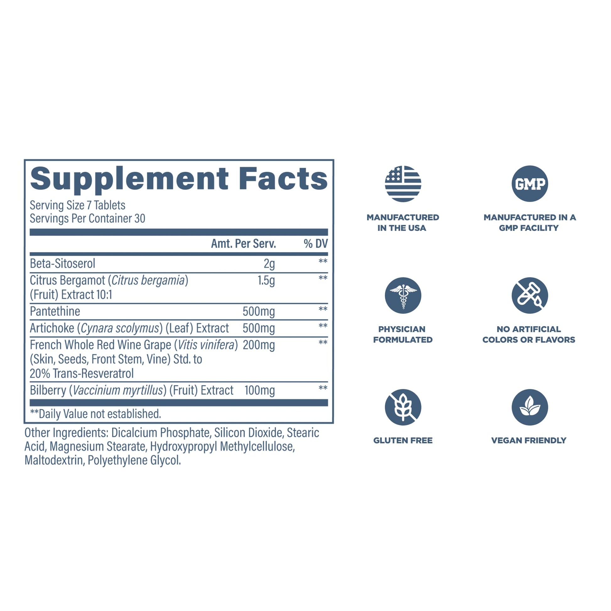 Revive MD Lipid Support Formula - Supplement Helps Maintain Healthy Cholesterol Levels, Endothelial Health & Triglyceride Levels - Beta Sitosterol, Citrus Bergamot & Pantethine (30 Servings) - Medaid International