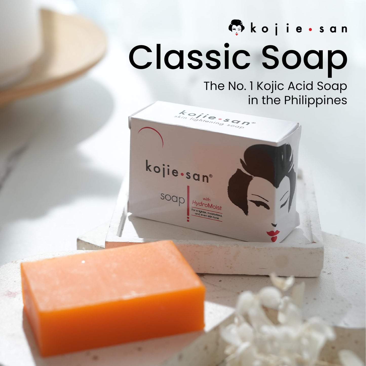 Kojie San Original Kojic Acid Soap for Face and Body – Dark Spot Remover, Gentle Cleansing Bar with Coconut Oil, Tea Tree Oil, and Glycerin – Helps Improve Skin Appearance – 65g x 3 Bars - Medaid International