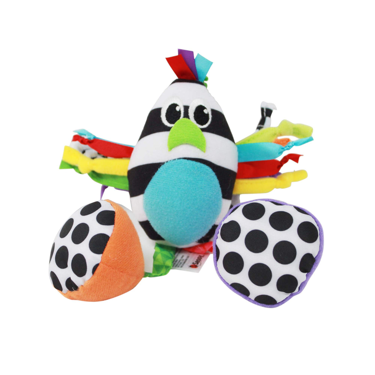 Sassy Boppin’ Birdie | Developmental Plush Toy for Early Learning | High Contrast | Attaches to Baby Gear for Travel | For Ages Newborn and Up (80660), Multicoloure