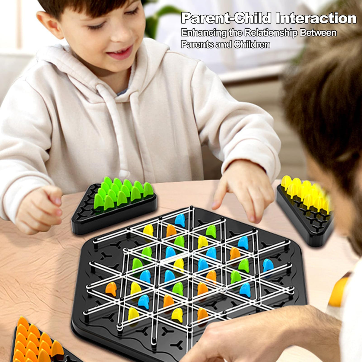 KASTWAVE Chain Triangle Chess Game, Triggle Board Game, Triggle Rubber Band Game, Triangle Chain Chess Game Set, Family Interactive Board Game, for Toddlers, Kids, Adults, Family, Party