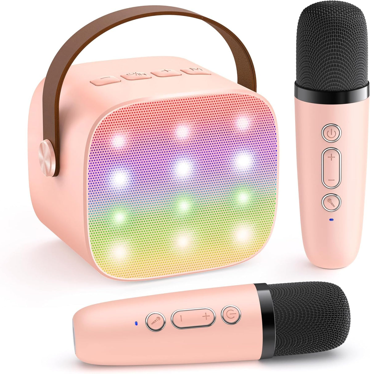 Karaoke Machine for Kids, Portable Bluetooth Speaker with 2 Wireless Microphones,18 Pre-Loaded Songs, Birthday for 3 4 5 6 7 8 + Year Old Boys Toys - MULTICOLOR