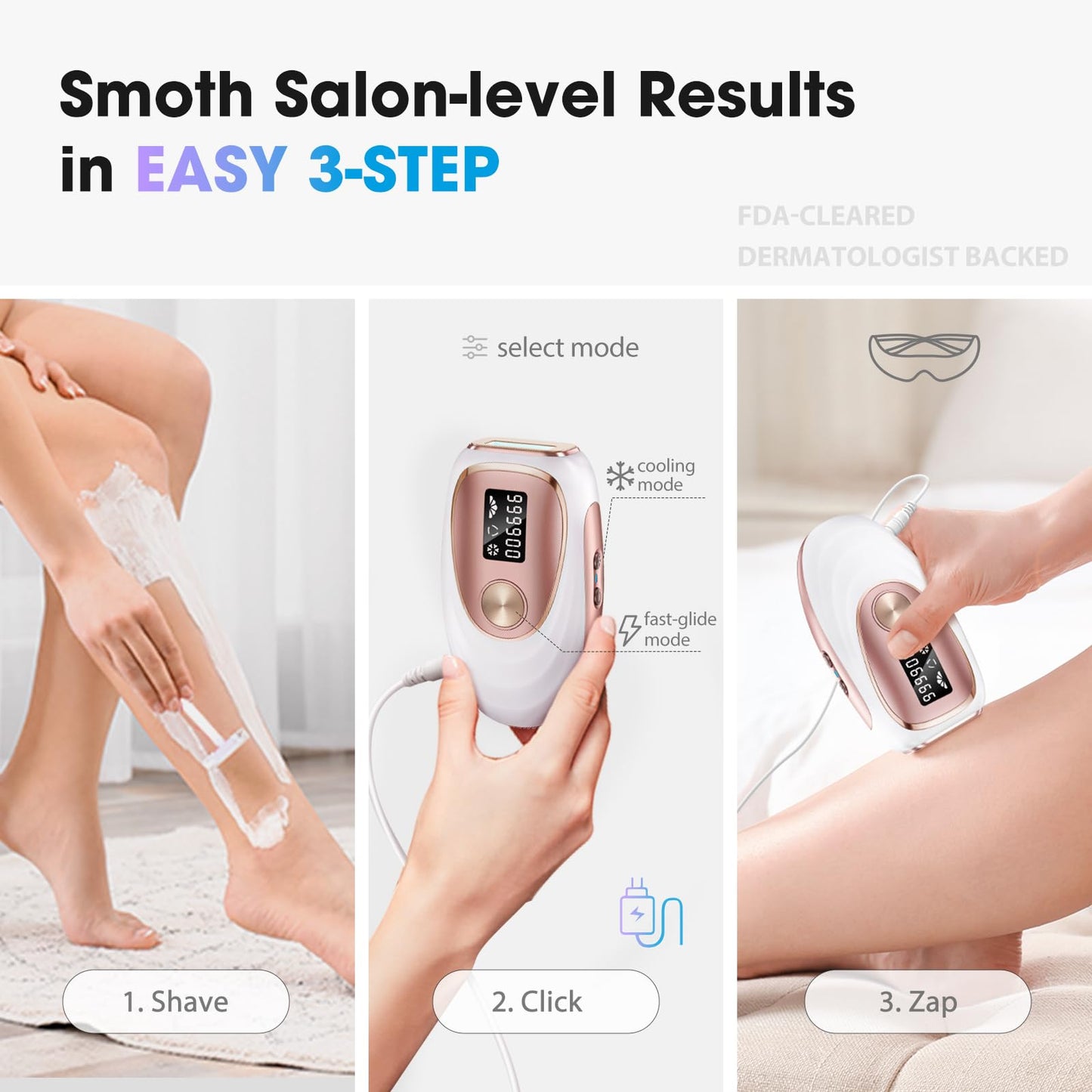 Oreeth IPL Laser Hair Removal Device for Women & Men - Home 45°F Ice-Cooling Contact for Painless & Long-Lasting Results, 86% Hair Reduction in 3 Weeks for Full Body & Bikini Line, Rose Gold - Medaid International
