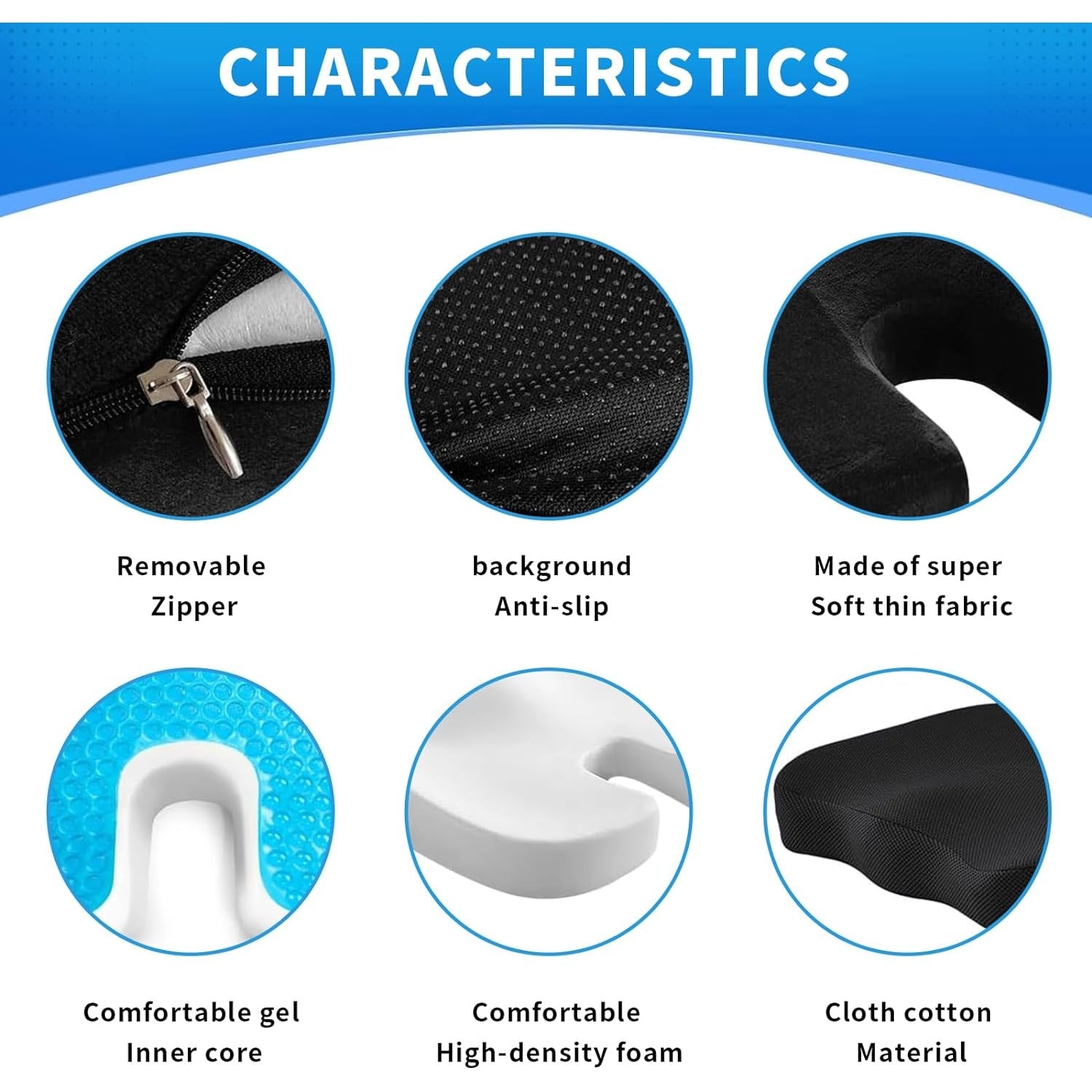 Seat Cushion Non-Slip Desk Chair Cushion Back, Coccyx, Sciatica, Tailbone Pain Relief Butt Pillow - Medaid International