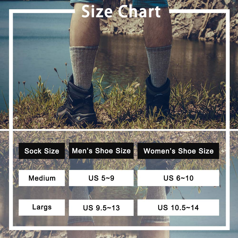 Time May Tell Mens Merino Wool Hiking Cushion Socks Thermal Warm Crew Winter Boot Socks Pack (Brown(2 pairs), US Size 9-13) - Medaid International