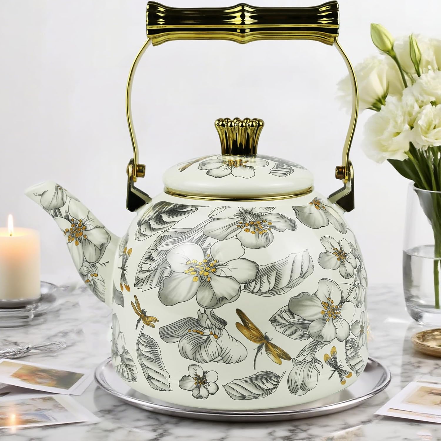 Vintage Enamel Tea Kettle