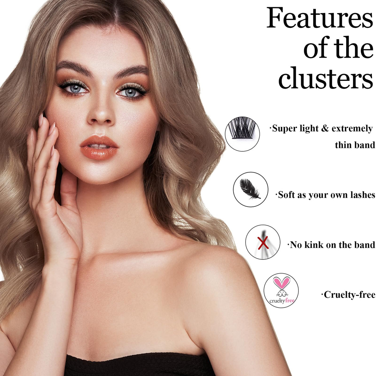 KASTWAVE Lash Extension Kit, Individual Lashes with Bond and Seal-120 Lash Clusters DIY False Eyelashes Natural Cluster Lashes with Eyelash Glue and Lash Tweezers C D Curl 10/12/14/15/16mm