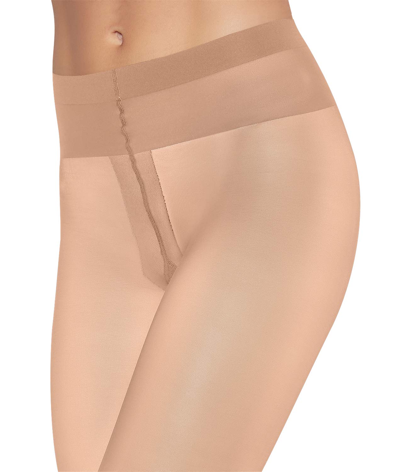 Wolford Individual 10 Tights For Women Sheer Shaping Pantyhose Reinforced Panty Shadow Toe Soft Waistband for All-Day Comfort Gobi Beige X-Large - Medaid International