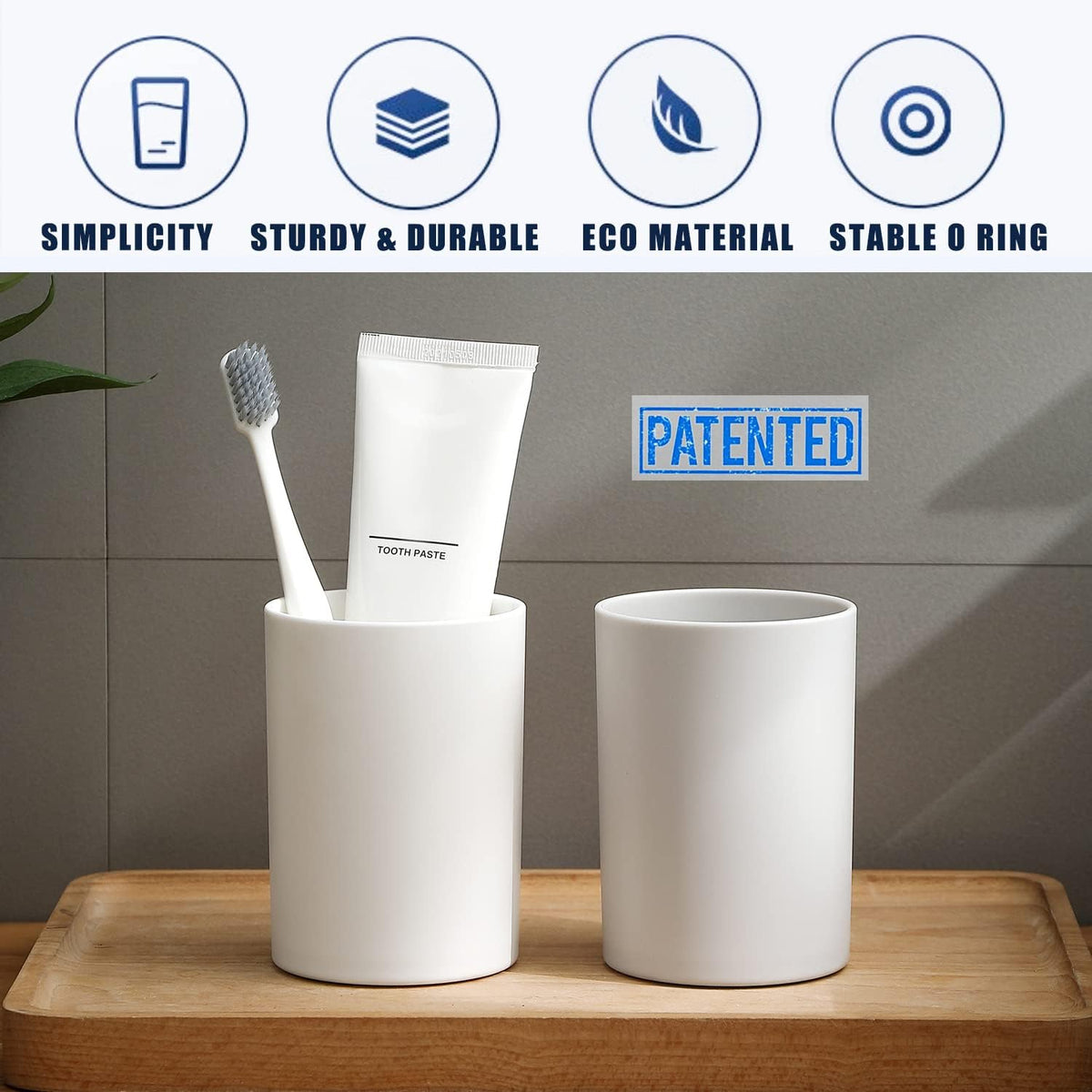 TERRIFI Toothbrush Cup, 2 PCS Unbreakable Bathroom Tumbler Cup, 300ml Plastic Mouthwash Rinse Cups, Durable PP Tooth Brush Holder, Ideal for Bathroom Use, Grey