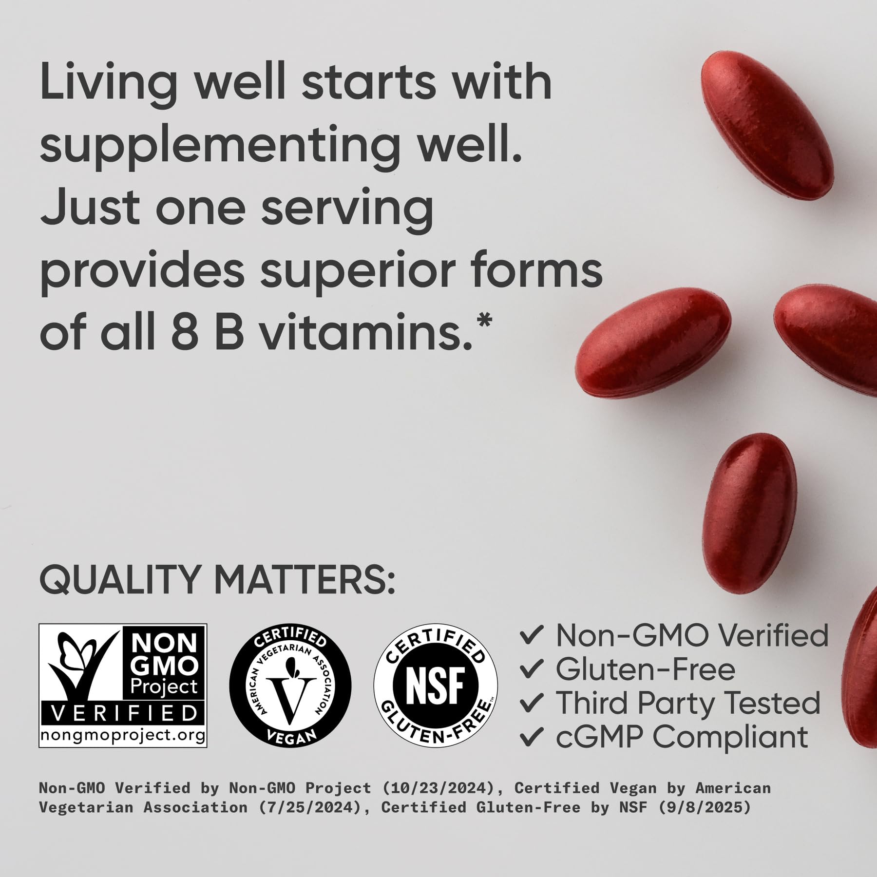 Sports Research® Vitamin B-Complex - Full Spectrum of B Vitamins with Methylated B12 & Folate - Gluten Free · Plant-Based · Non-GMO · Vegan-Friendly Formula - 60 Veggie Softgels - Medaid International