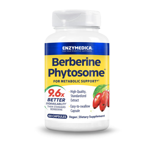 Enzymedica, Berberine Phytosome, 9.6X Better Bioavailability, High Potency Natural Vegan Dietary Supplement for Metabolic Support, 60 Capsules - Medaid International