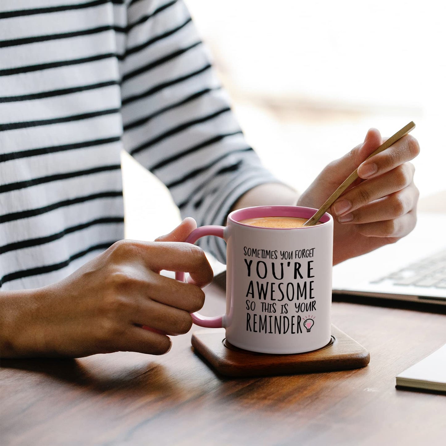YHRJWN - Sometimes You Forget You're Awesome Coffee Mug, Inspirational Birthday Friendship Gifts for Women Coworker Administrative Mom, Employee Appreciation Christmas Gifts 11Oz - Medaid International