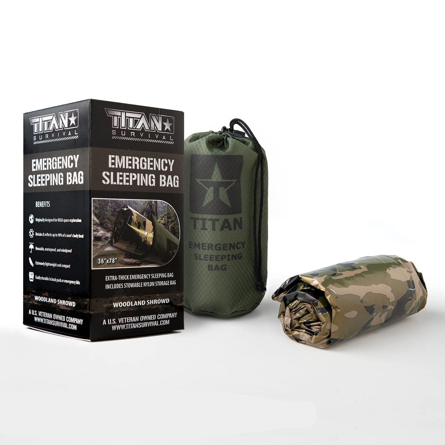 TITANSurvival Emergency Sleeping Bags for Survival 36” x 78” - 90% Heat Retention, 41% Thicker & Waterproof - Durable Survival Sleeping Bag for Cold Weather Camping - Thermal Sleeping Bag Outdoor Use